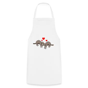 Sloth Valentine's Day - Cooking Apron - white - Front - AI Model Male 185 dark (185cm)