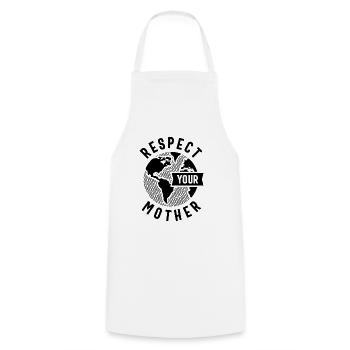 07 respect mother shirt - Cooking Apron - white - Front - AI Model Male 185 dark (185cm)