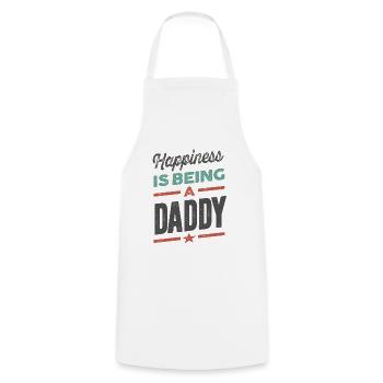 Le bonheur, c'est être papa - Cadeau Père Grand-père - Tablier de cuisine - blanc - Devant - AI Model Male 185 dark (185cm)