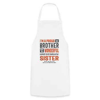 Ich bin ein stolzer Bruder einer verdammt tollen Schwester - Kochschürze - Weiß - Vorne - AI Model Male 185 dark (185cm)