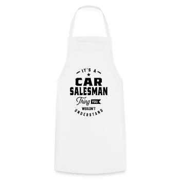 Car Salesman Work Job Title Gift - Cooking Apron - white - Front - AI Model Male 185 dark (185cm)