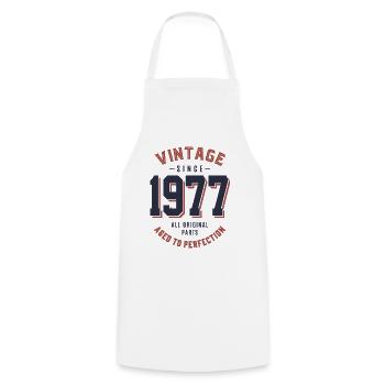 Cadeau d'anniversaire vintage depuis 1977 - Tablier de cuisine - blanc - Devant - AI Model Male 185 dark (185cm)