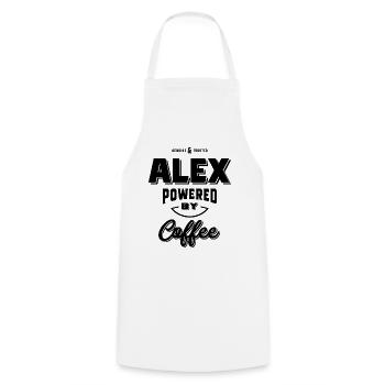 Alex personalisierte Name Geburtstagsgeschenk - Kochschürze - Weiß - Vorne - AI Model Male 185 dark (185cm)