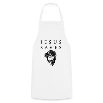 Jesus rettet T-Shirt Christian Cool Christ Kirche - Kochschürze - Weiß - Vorne - AI Model Male 185 dark (185cm)