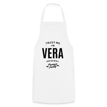 Womens Vera Personalized Name Birthday Gift - Cooking Apron - white - Front - AI Model Male 185 dark (185cm)