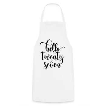 Hello Twenty Seven Cute 27 Years Old Birthday - Cooking Apron - white - Front - AI Model Male 185 dark (185cm)