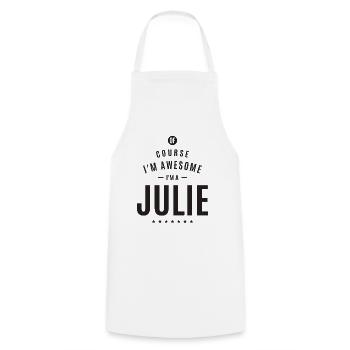 Julie Personalized Name - Cooking Apron - white - Front - AI Model Male 185 dark (185cm)
