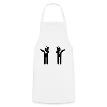 dab équipe marié avec lunettes,motifs mariage - Tablier de cuisine - blanc - Devant - AI Model Male 185 dark (185cm)