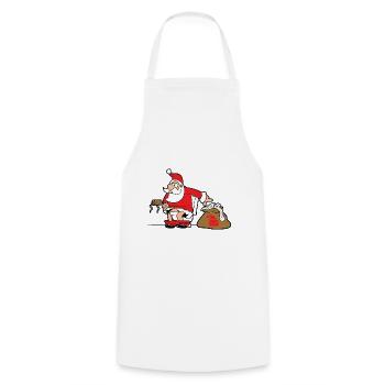 Lustiger Weihnachtsmann Santa Claus Weihnachten - Kochschürze - Weiß - Vorne - AI Model Male 185 dark (185cm)