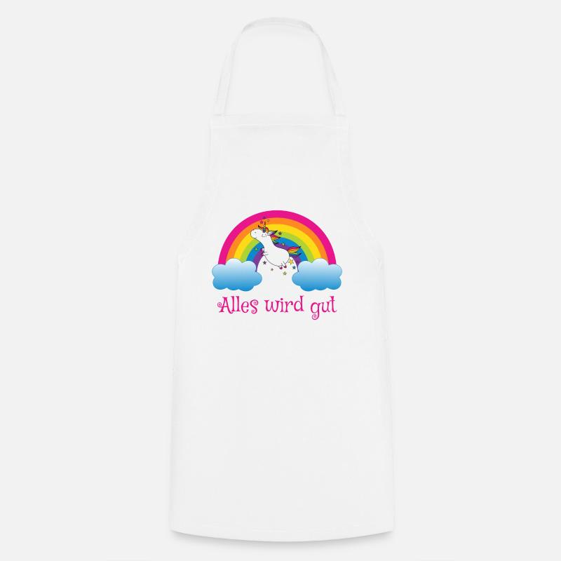 Regenbogen Einhorn Spruch Alles wird gut - Kochschürze - Weiß