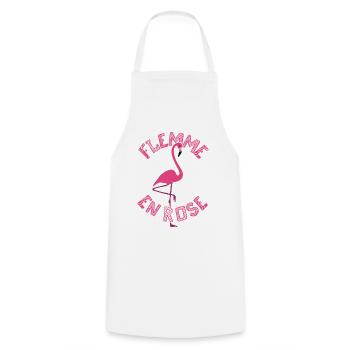 Flemme en Rose, Flamant Rose - Jeu de mots Humour - Tablier de cuisine - blanc - Devant - AI Model Male 185 dark (185cm)