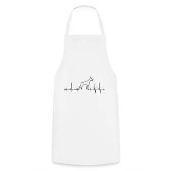 ekg dobermann - Tablier de cuisine - blanc - Devant - AI Model Male 185 dark (185cm)