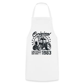 Original 1983 Anniversaire 1983 Fermier Tracteur - Tablier de cuisine - blanc - Devant - AI Model Male 185 dark (185cm)