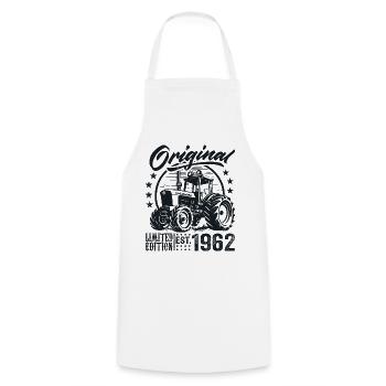 Original 1962 Anniversaire 1962 Fermier Tracteur - Tablier de cuisine - blanc - Devant - AI Model Male 185 dark (185cm)