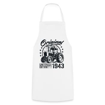 Original 1943 Anniversaire 1943 Fermier Tracteur - Tablier de cuisine - blanc - Devant - AI Model Male 185 dark (185cm)