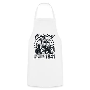 Original 1941 Anniversaire 1941 Fermier Tracteur - Tablier de cuisine - blanc - Devant - AI Model Male 185 dark (185cm)