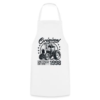 Original 1998 Anniversaire 1998 Fermier Tracteur - Tablier de cuisine - blanc - Devant - AI Model Male 185 dark (185cm)