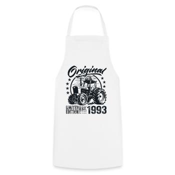 Original 1993 Anniversaire 1993 Fermier Tracteur - Tablier de cuisine - blanc - Devant - AI Model Male 185 dark (185cm)
