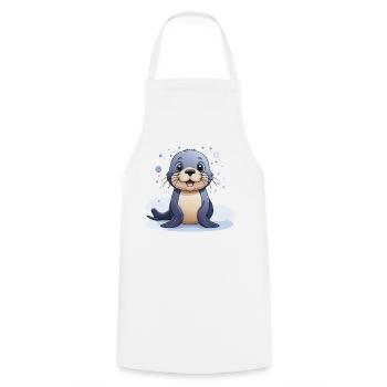 Seal – fun and games in the water! - Cooking Apron - white - Front - AI Model Male 185 dark (185cm)