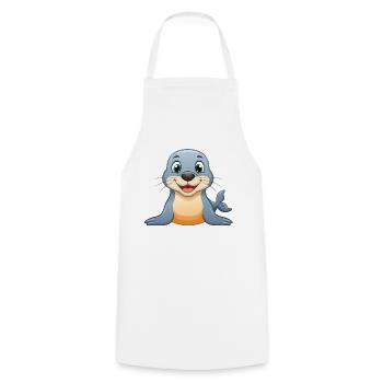 Robbchen – So much joy! - Cooking Apron - white - Front - AI Model Male 185 dark (185cm)