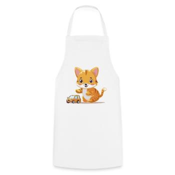 Tigerinchen – Der kleine Rennfahrer! - Kochschürze - Weiß - Vorne - AI Model Male 185 dark (185cm)