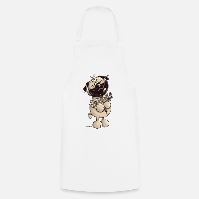 Süßer Mops - Möpse - Mopsfideler Mops - Geschenk - Kochschürze - Weiß