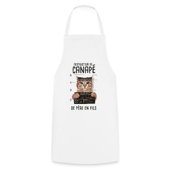 Chaton cadeau drôle humour rigolo chat - Tablier de cuisine - blanc - Devant - AI Model Male 185 dark (185cm)