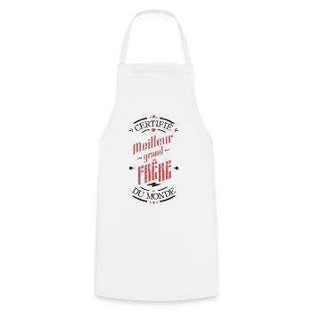 Certifié meilleur grand frère du monde - Tablier de cuisine - blanc - Devant - AI Model Male 185 dark (185cm)