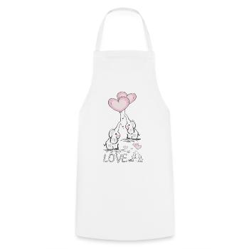 Éléphants avec cœur - Tablier de cuisine - blanc - Devant - AI Model Male 185 dark (185cm)