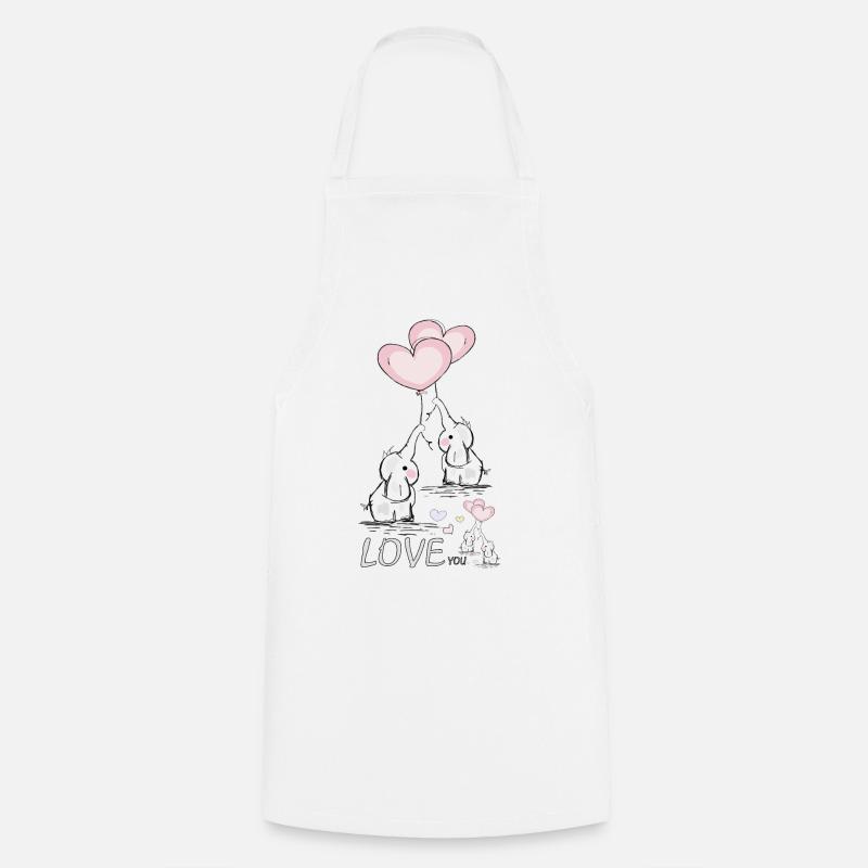 Elephants with heart - Cooking Apron - white