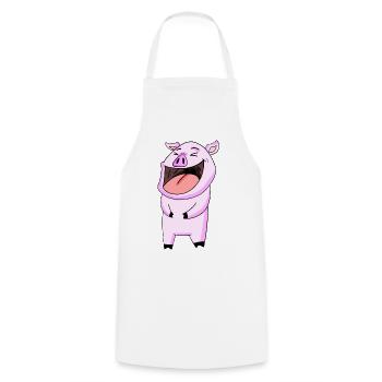 Pig laughs - Cooking Apron - white - Front - AI Model Male 185 dark (185cm)