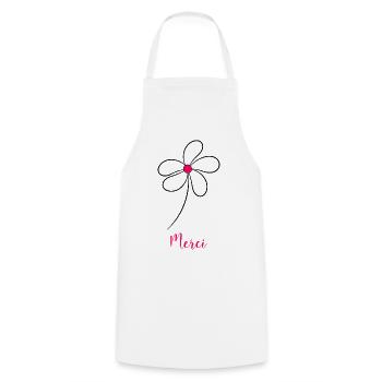 MAÎTRESSE. MAITRE. MERCI. MERCI MAÎTRESSE - Tablier de cuisine - blanc - Devant - AI Model Male 185 dark (185cm)