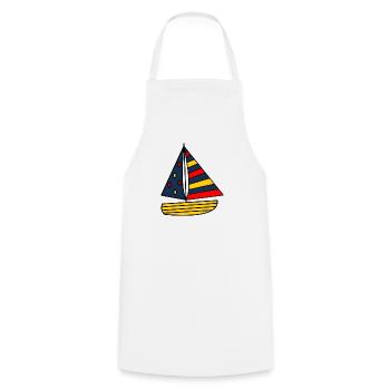 HOLIDAY. HAPPY HOLIDAYS. MISTRESS. MASTER. TEACHER - Cooking Apron - white - Front - AI Model Male 185 dark (185cm)