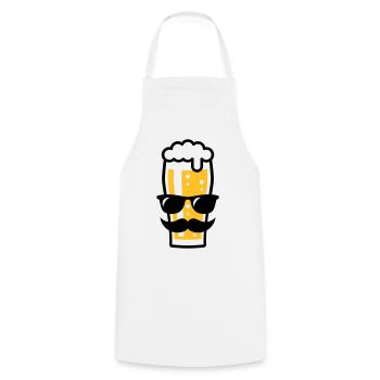 Verre à bière (bière / lunettes de soleil / moustache / 2C) - Tablier de cuisine - blanc - Devant - AI Model Male 185 dark (185cm)