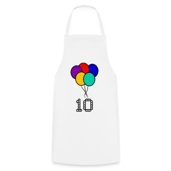 10. 10 YEARS. 10th ANNIVERSARY. 10 YEAR ANNIVERSARY. - Cooking Apron - white - Front - AI Model Male 185 dark (185cm)