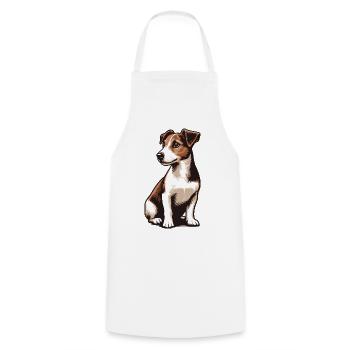Jack Russell Terrier - Kochschürze - Weiß - Vorne - AI Model Male 185 dark (185cm)