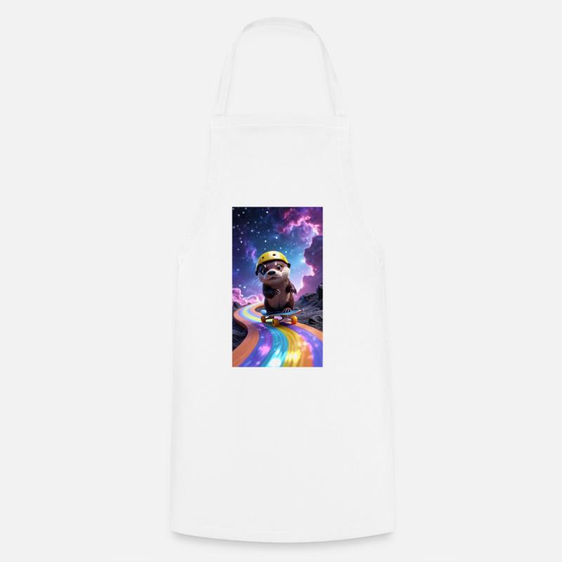 Space otter with skateboard - Cooking Apron - white