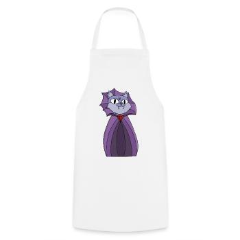 Vampirkatze im lila Umhang - Kochschürze - Weiß - Vorne - AI Model Male 185 dark (185cm)