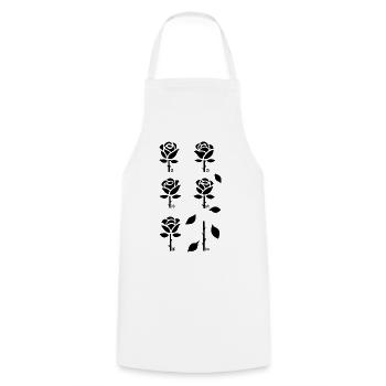 Minimalist Rose | Line Art - Cooking Apron - white - Front - AI Model Male 185 dark (185cm)
