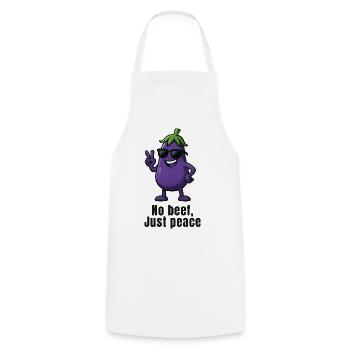 Pas de viande, aubergine paisible - Pas de bœuf - Tablier de cuisine - blanc - Devant - AI Model Male 185 dark (185cm)
