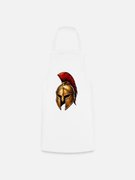 Spartanischer Ritterhelm - Kochschürze - Weiß