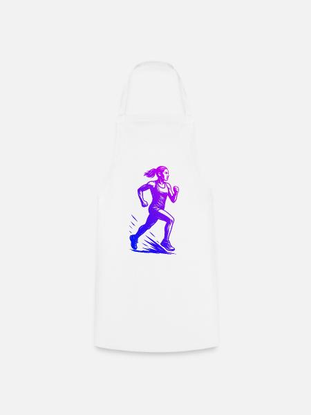 Modernes Running Artwork - Kochschürze - Weiß