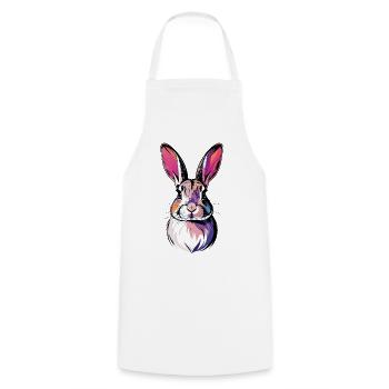 Colorful Rabbit Head Bunny Portrait Pop Art Art - Cooking Apron - white - Front - AI Model Male 185 dark (185cm)