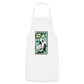 Female dancer #1 - Cooking Apron - white - Front - AI Model Male 185 dark (185cm)