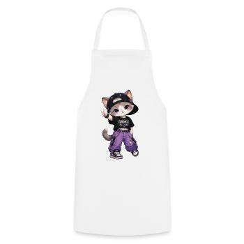 Katzentänzerin Streetwear Lila - Kochschürze - Weiß - Vorne - AI Model Male 185 dark (185cm)
