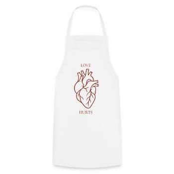 Red Heart liebt Schmerz - Kochschürze - Weiß - Vorne - AI Model Male 185 dark (185cm)
