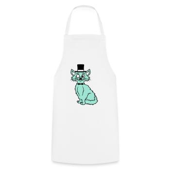 Sir Cat Gentleman Chapeau haut de forme Monocle Rich Gentleman - Tablier de cuisine - blanc - Devant - AI Model Male 185 dark (185cm)