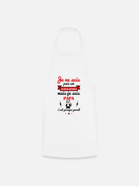 Pas super héros papa,cadeau père,fête des pères - Tablier de cuisine - blanc