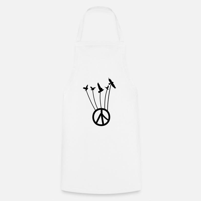 Symbole de paix avec le vol des oiseaux - Tablier de cuisine - blanc