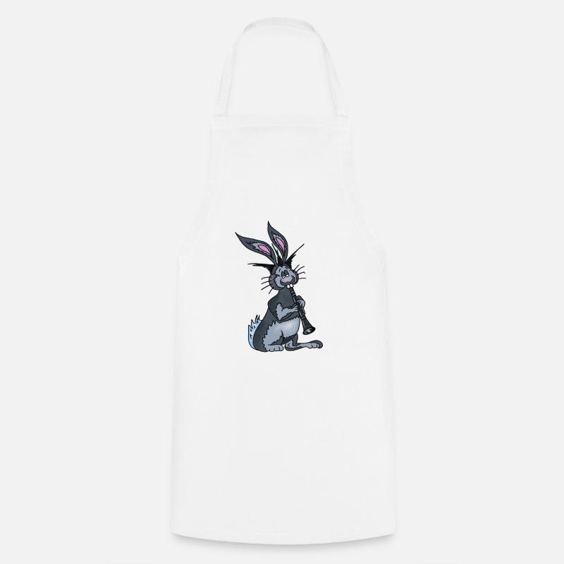 Benny le lapin joue de la clarinette - Tablier de cuisine - blanc
